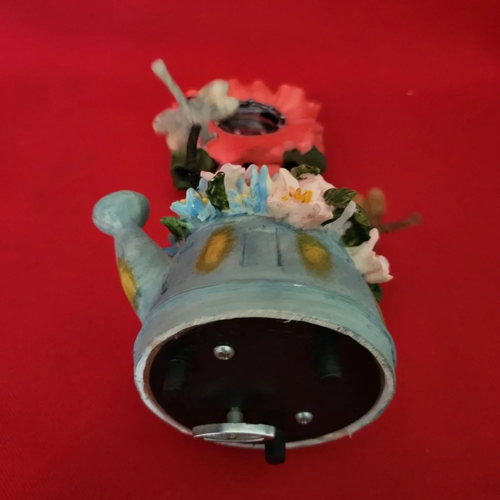 Musical Box Picture Frame Ceramic Flowers Watering Can Ladybug Rotating